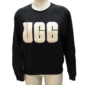 NEW UGG Madeline Fuzzy Logo Long Sleeve Sweatshirt  Black